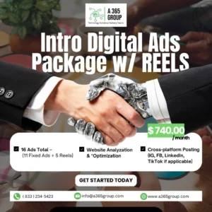 A 365 Intro Digital Ads (PLUS) Package w(16 ads) with 11 Custom Built Fixed Ads & 5 Custom Reels